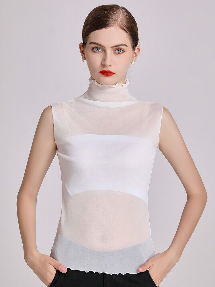 2021 NEW FAKE COLLAR CHILDRENS WILD FAKE HIGH PILE COLLAR SPRING AUTUMN AND WINTER MESH INNER SLEEVELESS SLIM SLIM TOP