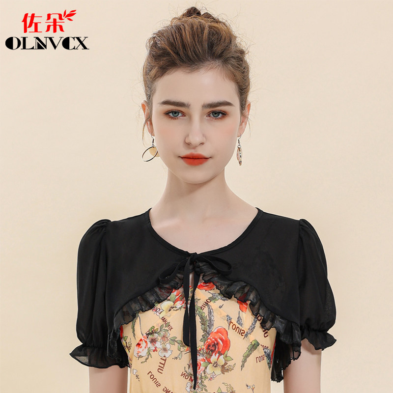 小披肩外搭夏坎肩雪纺薄款女短款短袖外搭配吊带裙子外套上衣罩衫