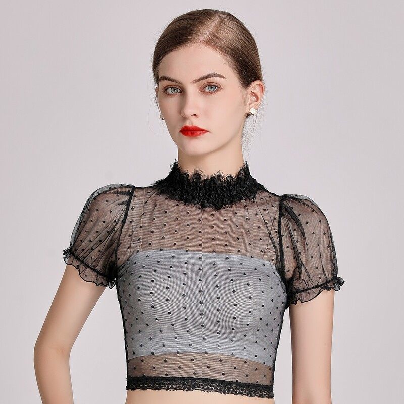 蕾丝假领子女百搭假领新款立半高领短袖配毛衣衬衫打底蕾丝衫上衣