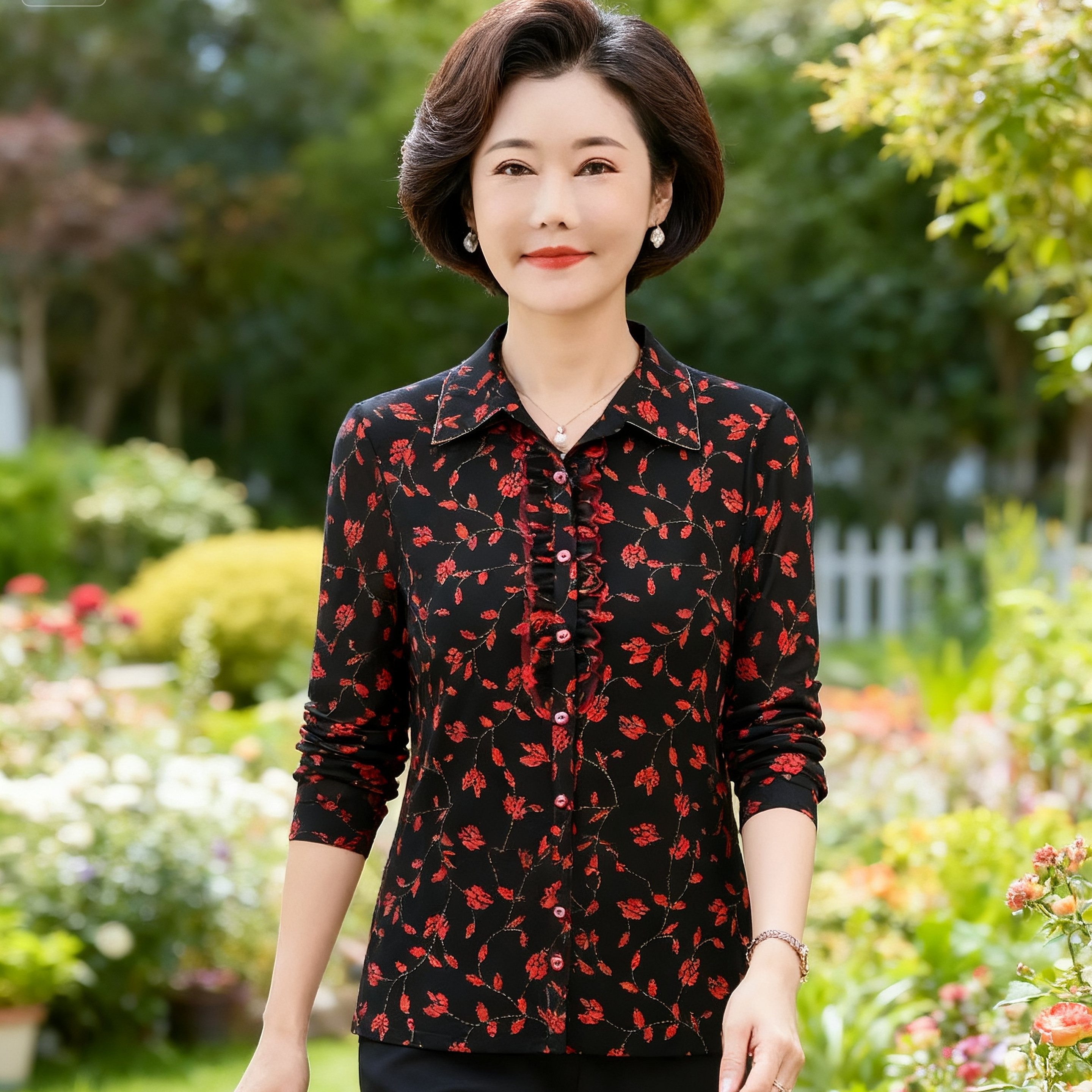 雪琳儿专柜正品新品中年女夏装台湾纱短袖T恤时尚气质妈妈小衬衫
