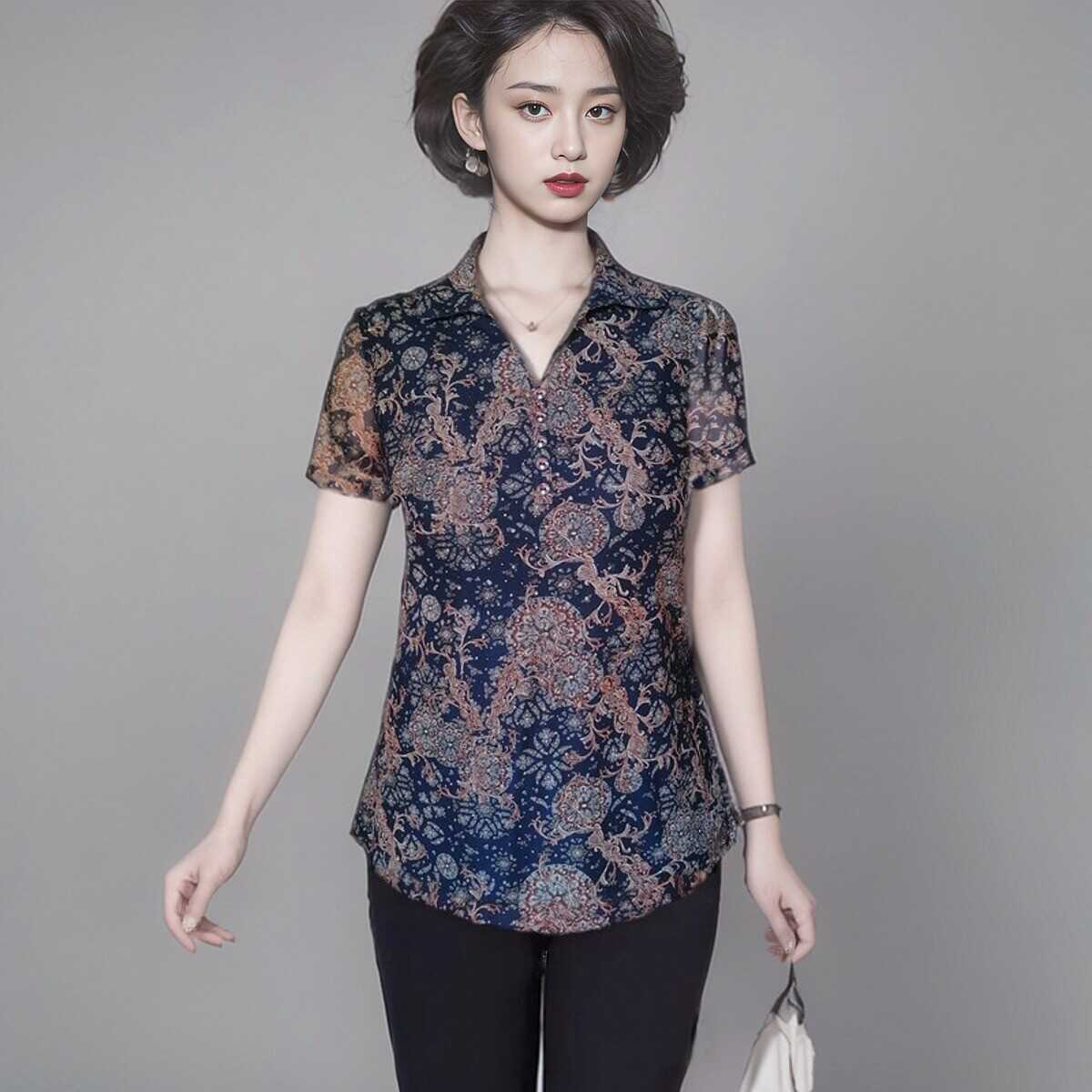 凯斯曼台湾纱气质妈妈中年女夏装
