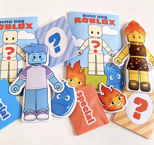 Roblox疯狂元素城火焰女孩与水滴男孩玩具盲袋手工diy儿童材料包