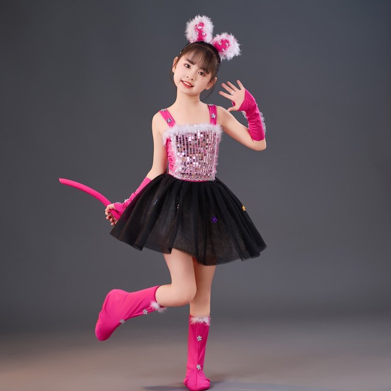 爱跳舞的小怪兽表演服猫猫动物服幼儿园学猫叫蓬蓬裙儿童演出服装