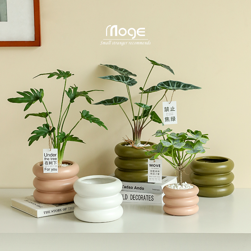 陌歌莫兰迪色系甜甜圈花盆