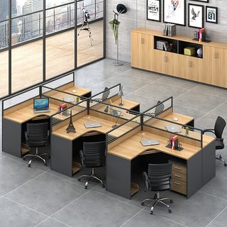 新款办公桌4人位桌椅组合简约现代l型工位员工6人屏风卡位隔断办