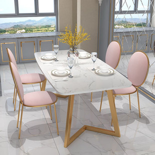 新品 北欧大理石餐桌轻奢简约饭桌现代家用小户型46人长方形餐桌椅