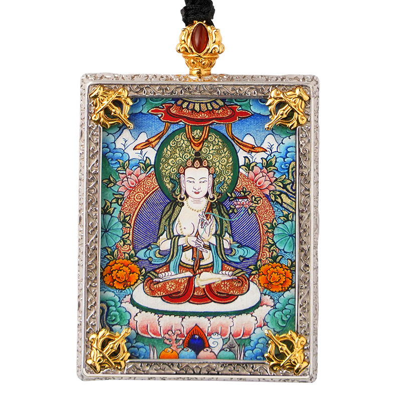 吉祥唐卡西藏熱貢純手繪手工唐卡藏式隨身項鏈吊墜扎基拉姆嘎烏盒
