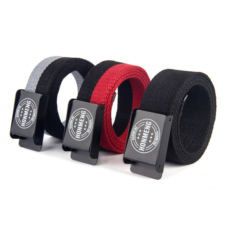 潮牌双面拼接休闲百搭帆布腰带男 平滑扣潮青年学生男帆布皮带