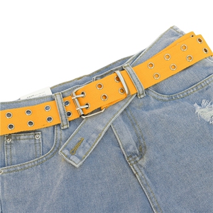 女士皮带双排气眼缕空针扣男士牛仔腰带多孔时尚帆布织带