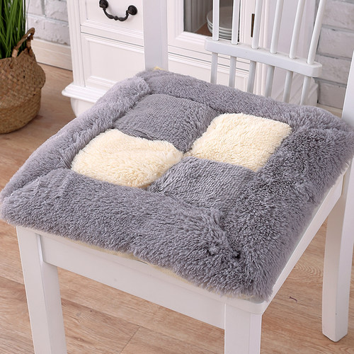 加厚毛绒带绑带冬季餐椅垫可拆洗