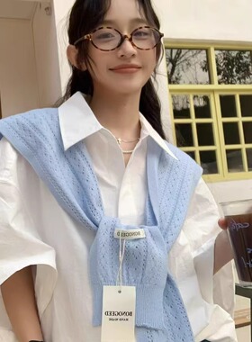 韩版ins毛线披肩女2026春夏新款外搭纯色搭肩空调房针织假领子潮
