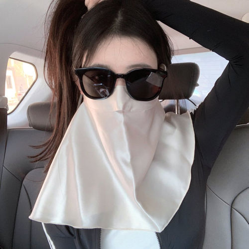 100%桑蚕丝真丝防晒面罩女夏医美护眼角全脸透气防紫外线口罩薄款