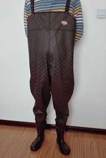 包邮85s加厚打渔郎牌捕鱼下水裤 防水连体半身雨裤钓鱼服雨鞋橡胶