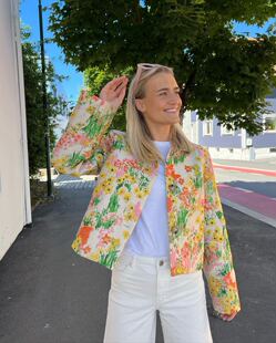 外套女春秋短款新 长袖直筒宽松休闲碎花时尚小众设计感INS风夹克