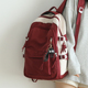 NR酒红色大容量双肩包女书包初中女生登山包电脑包旅游双肩背包