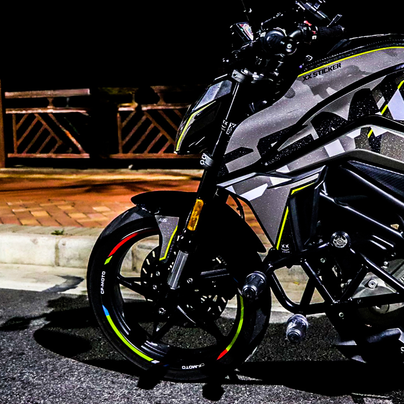 摩托车反光圈适用春风250SR防水轮胎贴NK400轮毂650GT个性17寸贴