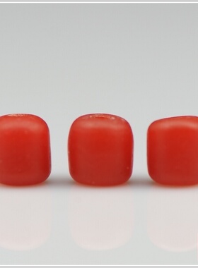 【直径8mm】柿子红南红色老料琉璃桶珠隔珠 散珠 佛珠念珠DIY配饰