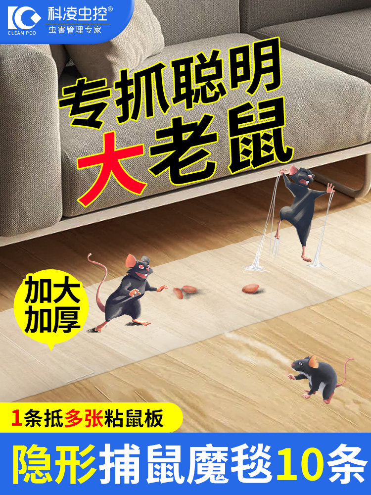 超强力粘鼠板大老鼠胶贴捕鼠老鼠神器透明隐形大号家用灭黏捉抓鼠