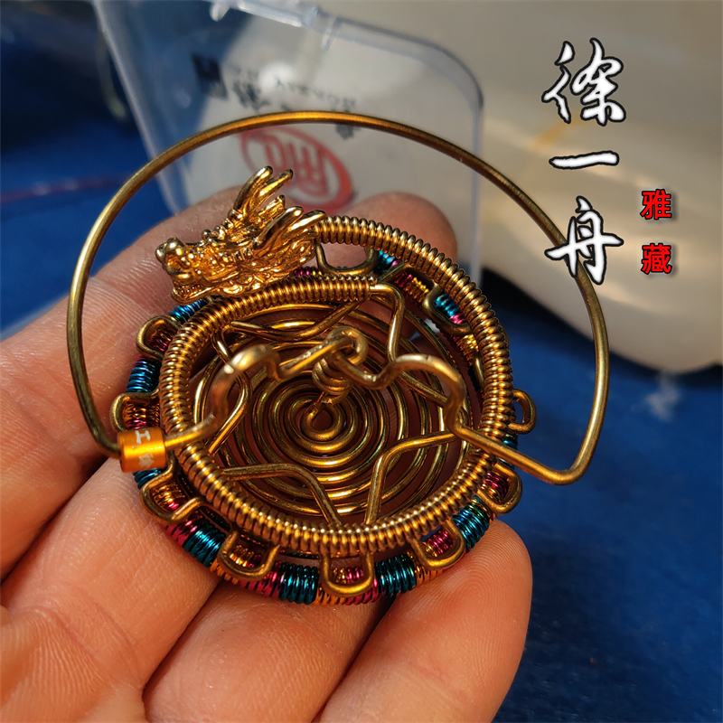 鸣虫虫具60老谭王英强鸣韵蝈蝈罐用1.5粗黄铜五星彩圈长城盘龙簧