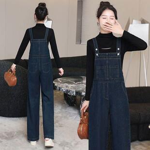 2026年春秋季新款洋气牛仔背带阔裤女春减龄牛仔裤背带直筒裤