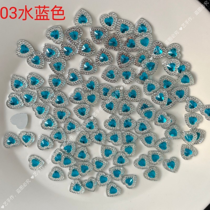 100颗12mm双色桃心磨砂平底钻,眉心贴钻,各种diy钻材料