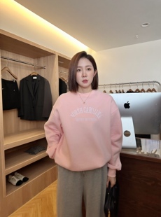 widelia2025年秋冬字母刺绣套头加绒百搭休闲宽松卫衣长袖上衣女