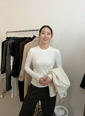 WIDELIA圆领长袖T恤女韩版修身显瘦叠穿打底衫上衣9133-1