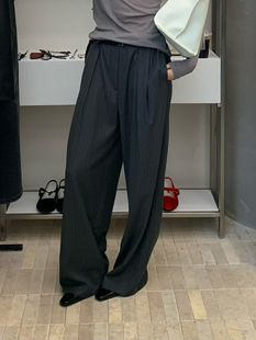 垂坠感慵懒风阔腿休闲裤 WAIT MORE气质宽松直筒西裤 女2025年春季