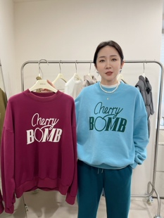 widelia2025年秋冬韩版宽松圆领百搭字母印花加绒长袖卫衣上衣女