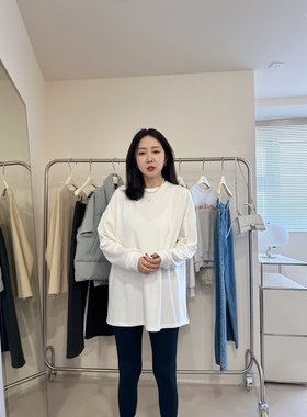 widelia长袖t恤女2025年新款宽松打底衫垂感果冻T侧开叉加绒上衣