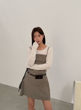 waitmore气质天丝羊毛露背打底衫女2026春季新款韩系别致T恤上衣