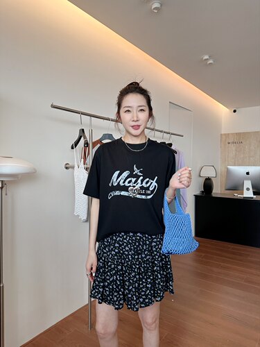 widelia圆领印花百搭宽松短袖T恤