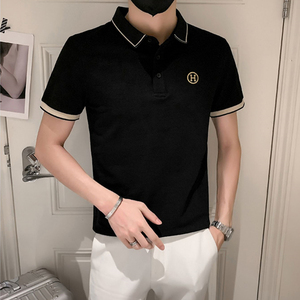 夏季男士polo衫t恤修身短袖翻领半袖刺绣字母简约潮流休闲体恤潮