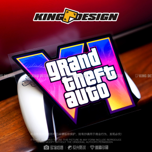 国王车贴 GTA6侠盗猎车手五星好市民罪恶都市R星游戏反光汽车贴纸