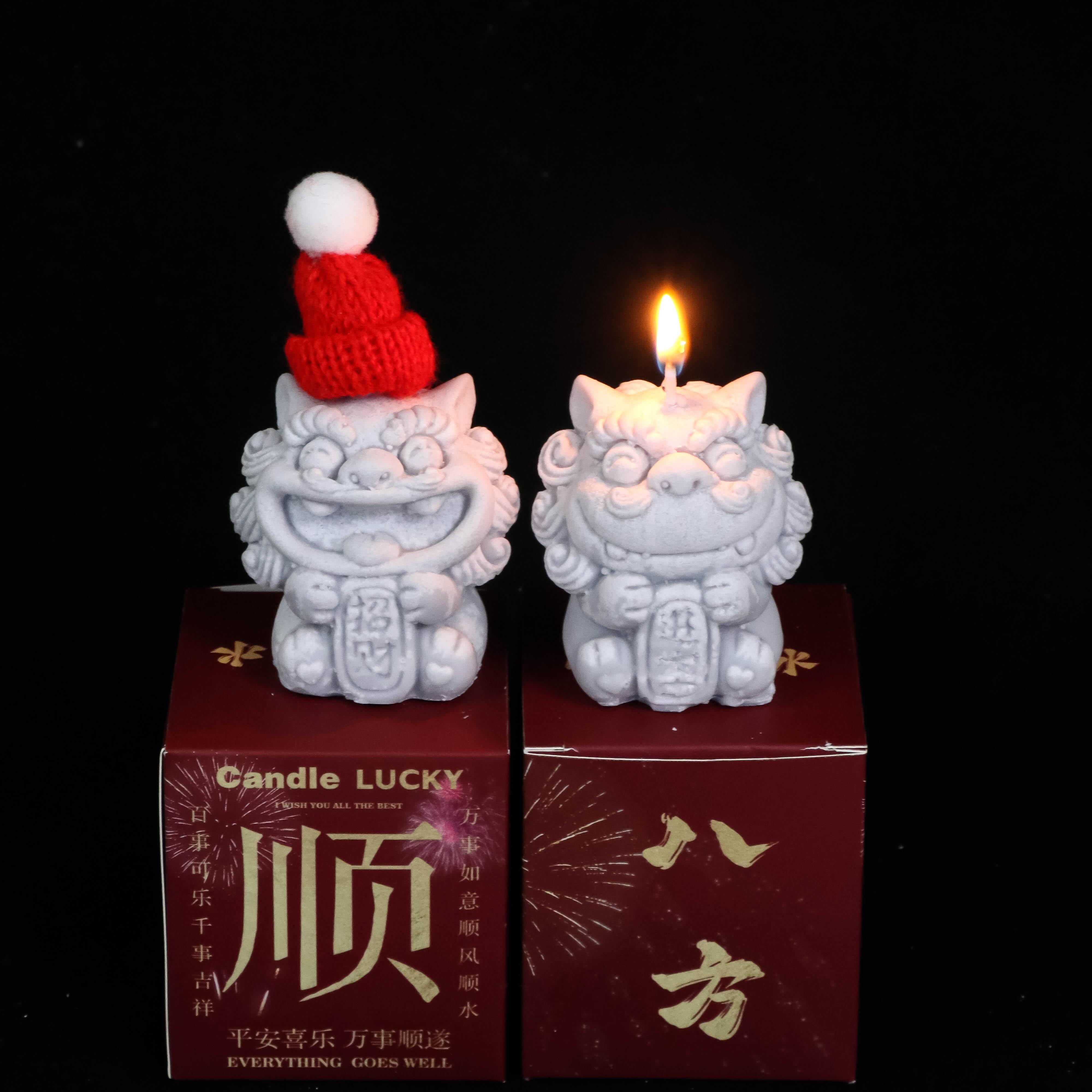 财进宝醒狮香薰蜡烛室内平安吉祥图片