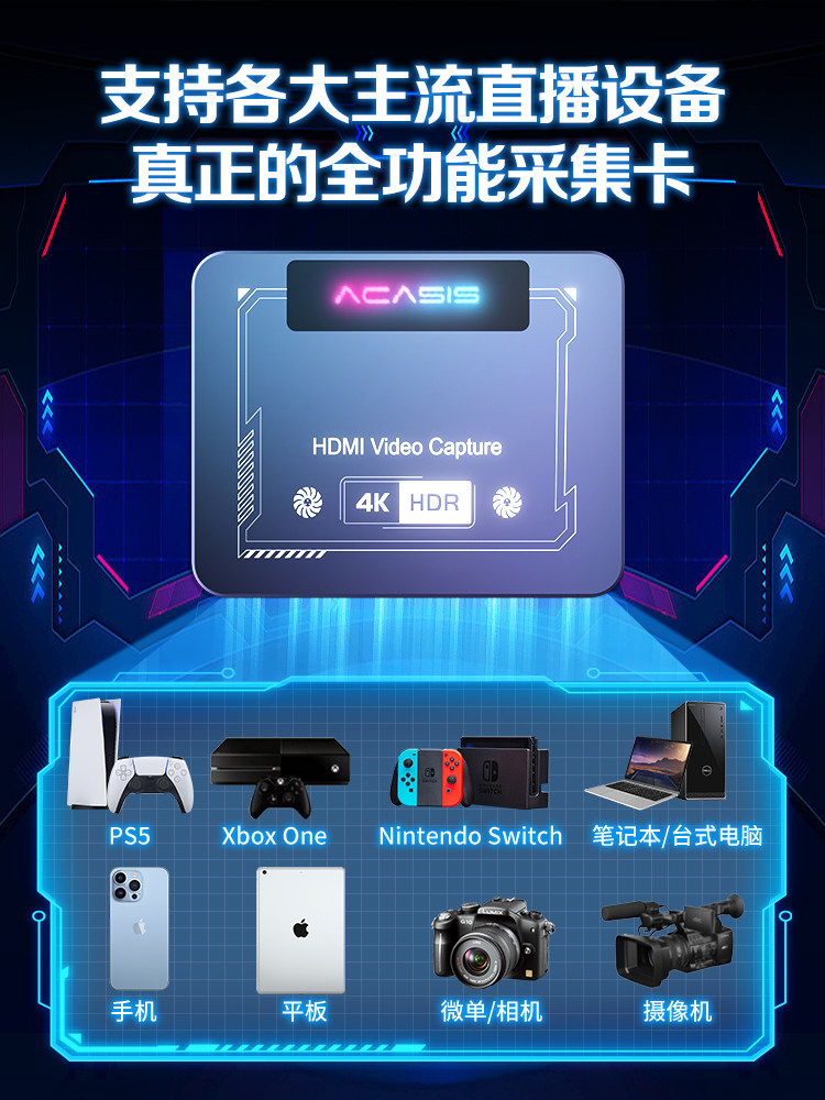 AKASIS 4K 비디오 캡처 카드 HD HDMI 라이브 녹화 휴대 전화 카메라 태블릿 스위치 수집기