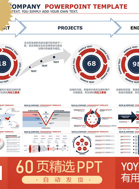 高质量60页多配色罗兰贝格高盛花旗巴克莱瑞银集团投行PPT模板