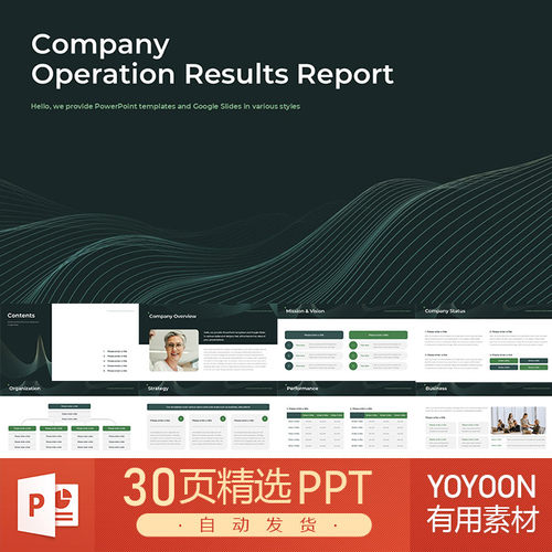公司经营业绩报告陈述业务运营表现业绩分析运营效率报告PPT模板