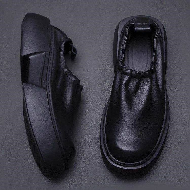 男式2025新款秋季套脚男鞋一脚蹬大头时装鞋懒人休闲增高乐福鞋