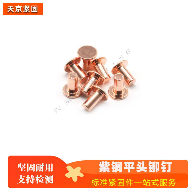 紫铜平头铆钉/GB109平头铜铆钉/电气开关触点  2~2.5~3~4~5~6~8mm