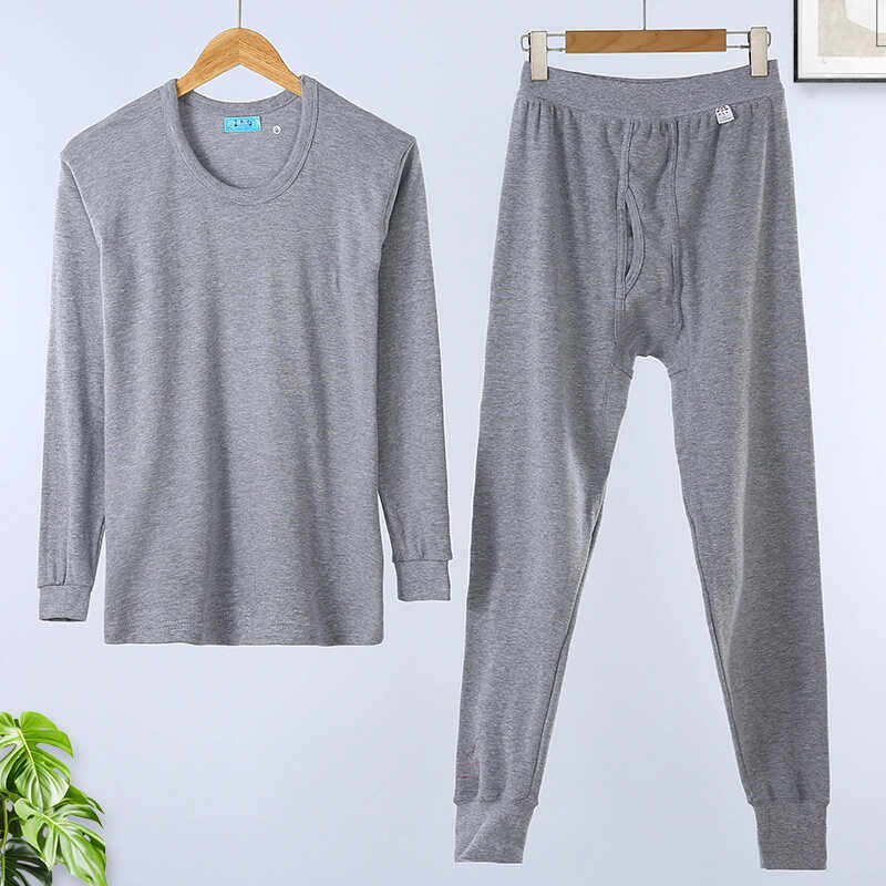 男士大红纯棉中老年人本命年套装秋衣秋裤龙年爸爸棉毛衫