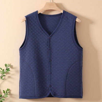 秋冬马甲男内衣中老年人夹棉加厚坎肩爸爸装开衫纯棉保暖爷爷背心