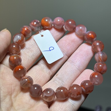 天然水晶南红玛瑙9.5毫米珠子手串单圈手链。一物一图