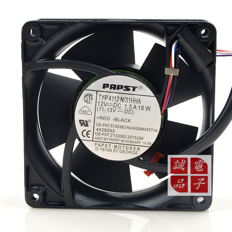 PAPST TYP4112N/31HHA 12V 18W 12038 12CM 摩托强制风冷暴力风扇