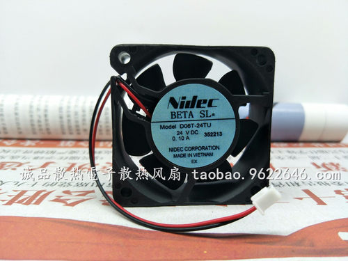 原装日本NIDEC 24V 0.10A D06T-24TU 6CM 6025变频器冷却散热风扇