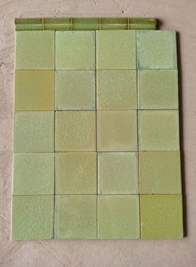 绿色小方砖田园法式乡村复古风格厨房怀旧墙砖设计款窑变手工砖