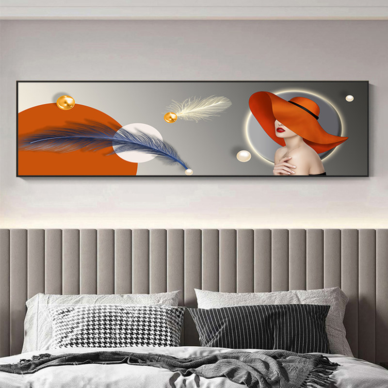 现代轻奢卧室装饰画温馨房间背景墙壁画主卧床头挂画酒店抽象墙画