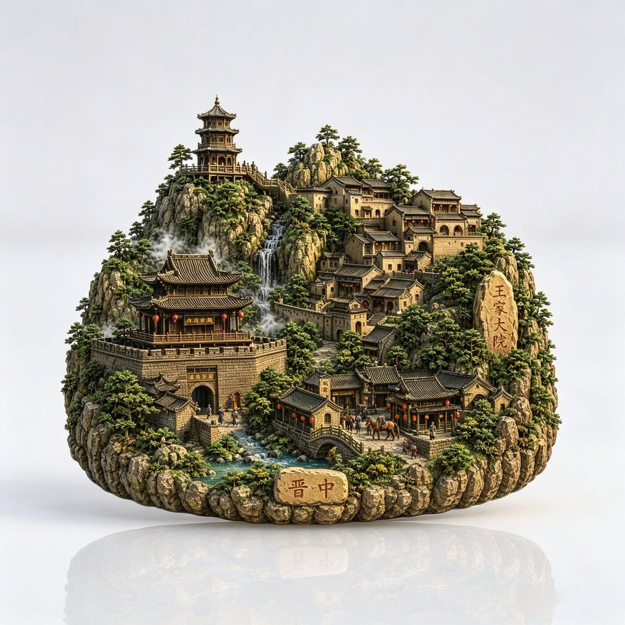 山西晋中大院冰箱贴3D立体浮雕金属王家大院旅游文创纪念品伴手礼