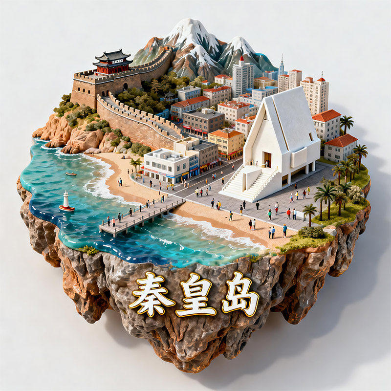 秦皇岛金属3D浮雕长城文创冰箱贴
