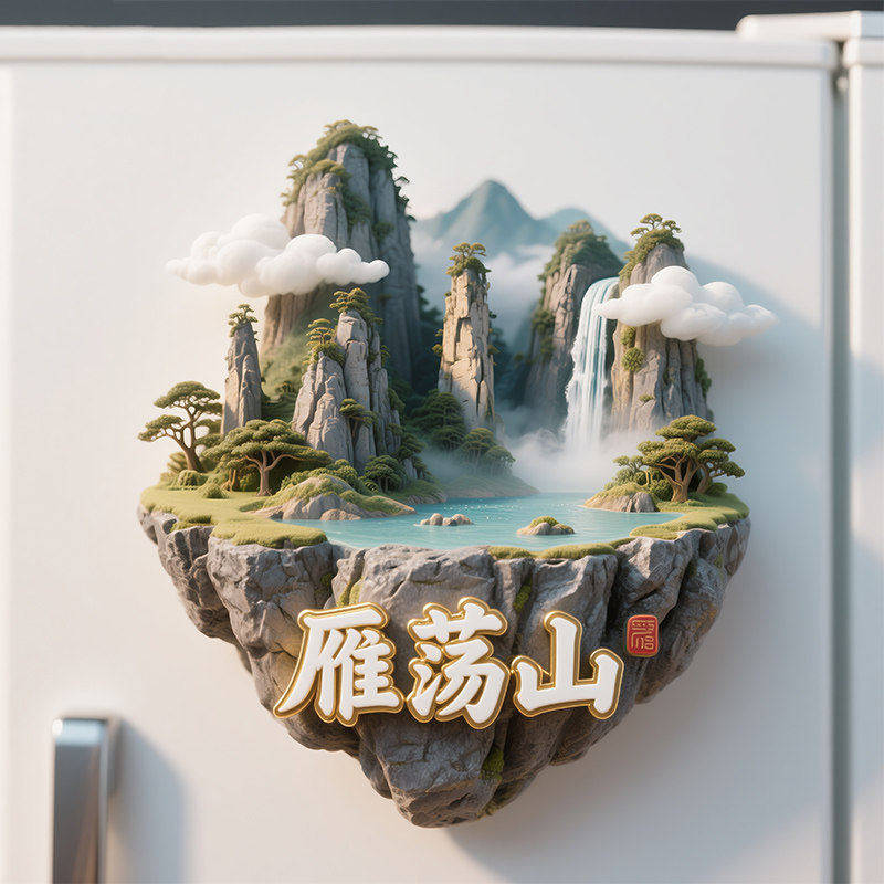 温州雁荡山3D金属浮雕冰箱贴